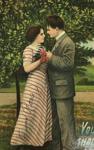 Winsch Romantic Postcard Man Woman Couple You Should Come to Meet Me....