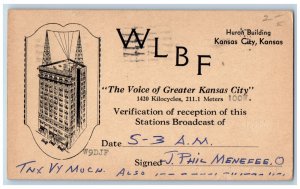 Kansas City Kansas KS Postal Card WLBF Voice of Greater Kansas City Radio 1931