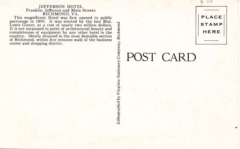VA - Richmond. Jefferson Hotel