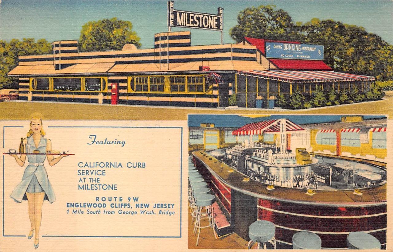 Milestone Diner Englewood Cliffs New Jersey Dancing BAR Postcard (C