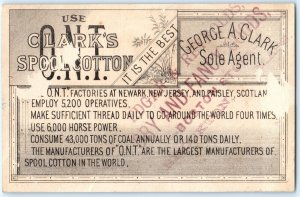 c1880s Brockton, MA Trade Card Clarks ONT Edgar & Reynolds Dry Goods Boston C53