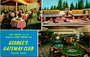 George's Gateway Club Casino Lake Tahoe Nevada NV UNP Chrome Postcard D4