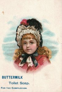 1880s-90s Buttermilk Toilet Soap For Complexion Cosmo Sweet Cream Trade Card