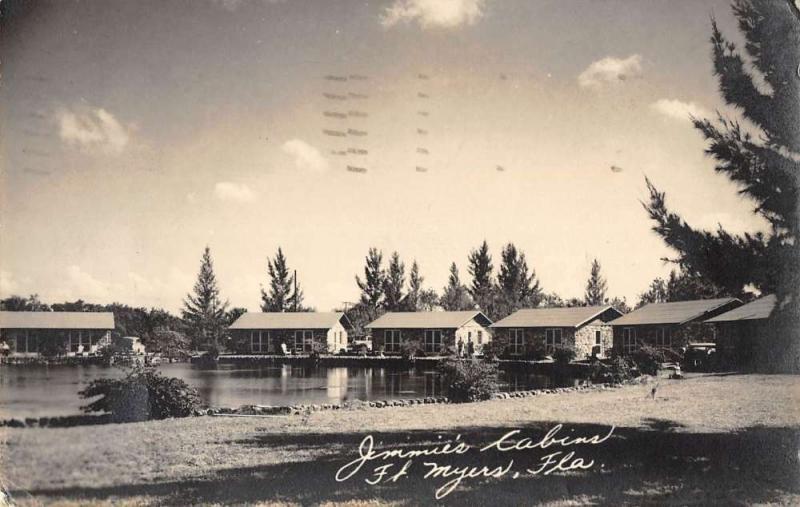 Ft Myers Florida birds eye view Jimmies Cabins and pond real photo pc Z16731 