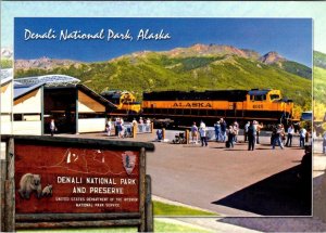 AK, Alaska  DENALI NATIONAL PARK  Sign~Train~Railroad Station 2006 4X6 Postcard