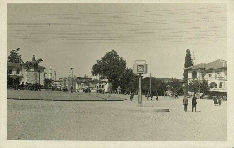 turkey, BURSA BROUSSE, Bursadan Selamlar, Atatürk Statue (1930s) RPPC Postcard 