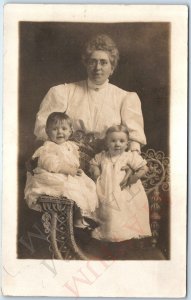 c1910s Jesup, IA Adorable Babies RPPC Grandma Real Photo PC ID Libbie Owens A171
