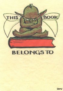 This Book Belongs To Gremlins Pigmy Imp Old Bookplate Postcard