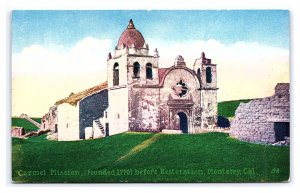 Carmel Mission Founded 1770 Before Restoration Monterey California Postcard