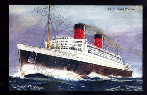 LS2555 - Cunard Liner - Mauretania bt.1939 - Artist Bernard W. Church - postcard