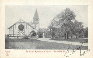 c1906 Postcard; St. Paul's Episcopal Church, Riverside IL Cook County Unposted