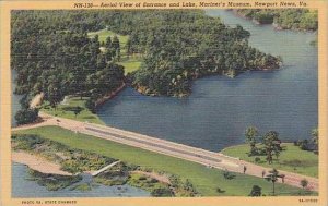 Virginia Newport News Aerial View Of Entrance And Lake Mariners Museum 1945