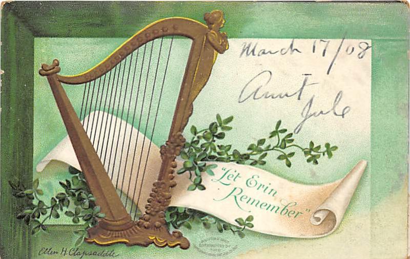 Saint Patrick's Day, Ellen H Clapsaddle Holiday 1908 paper wear back side