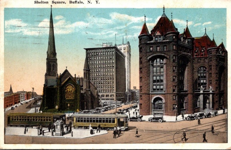 New York Buffalo Trolleys At Shelton Square 1919