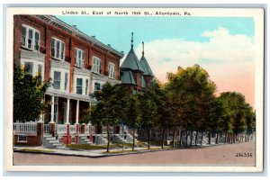 c1930's Linden Street East of North 15th St. Allentown Pennsylvania PA Postcard 