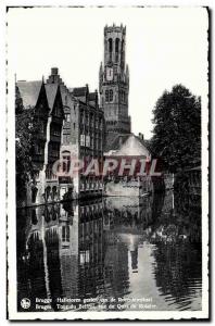 Postcard Modern Bruges Belfry Tower view rosary dock