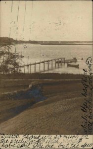 Dock & Lake Scene c1909 Pinehurst NC Cancel Real Photo Postcard