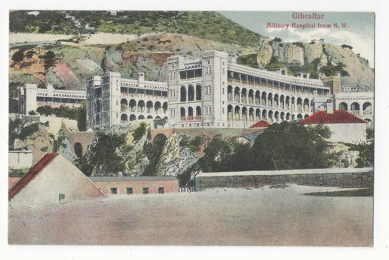 UK Gibraltar Military Hospital from NW VB Cumbo Postcard Vintage c 1910