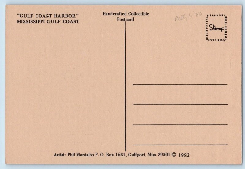 Gulfport Mississippi Postcard Gulf Coast Harbor Coast Ship Montalbo 1940 Vintage
