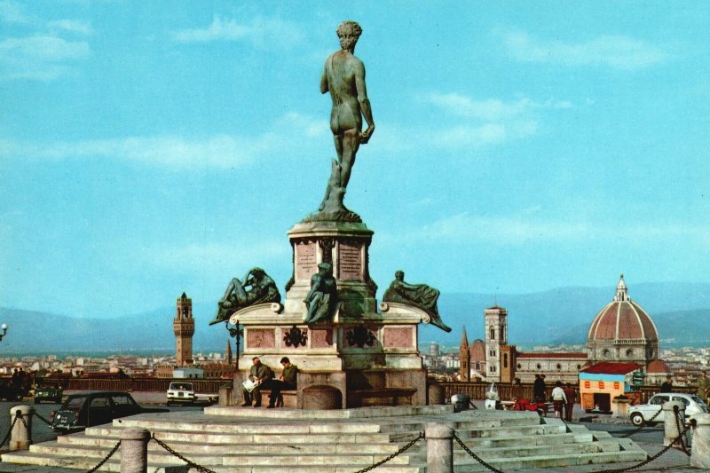 Postcard The David On Michelangelo Square Monument Sculpture Florence Italy