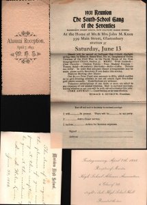 1893  Meriden  Connecticut High School Alumni Reception Lot  + 1931 South School