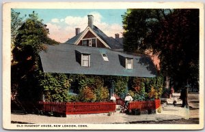 New London Connecticut, 1918 Old Hugenot House, Plants Garden, Vintage Postcard