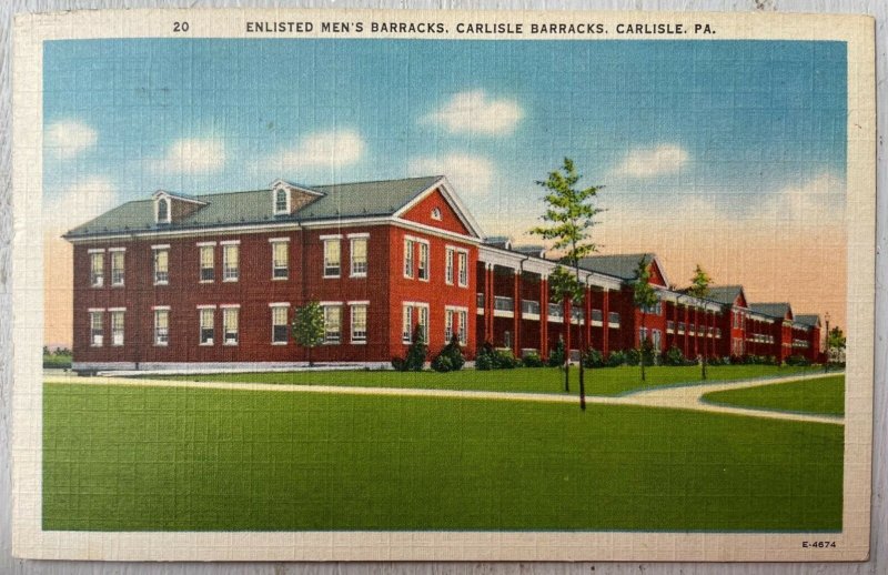 Vintage Postcard 1943 Enlisted Men's Barracks Carlisle Pennsylvania 