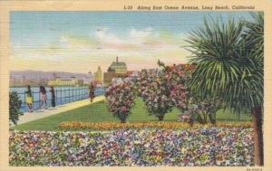 California Long Beach Along East Ocean Avenue 1941 Curteich