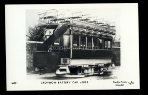 pp2434 - Croydon Electric/Battery Tramcar in 1892 - Pamlin Postcard No.M531