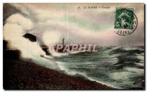 Old Postcard Le Havre Tempete