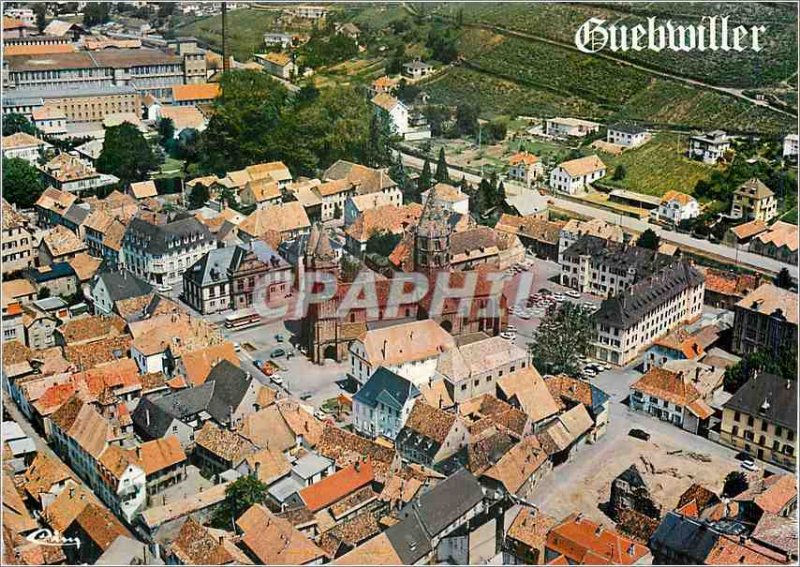 Modern Postcard Guebwiller (Haut Rhin) On the road aerial view wine