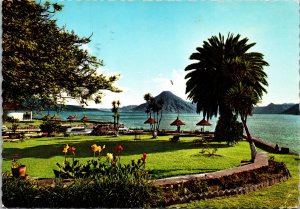 Postcard Guatemala Lake Atitlan Volcano Scenic Garden View