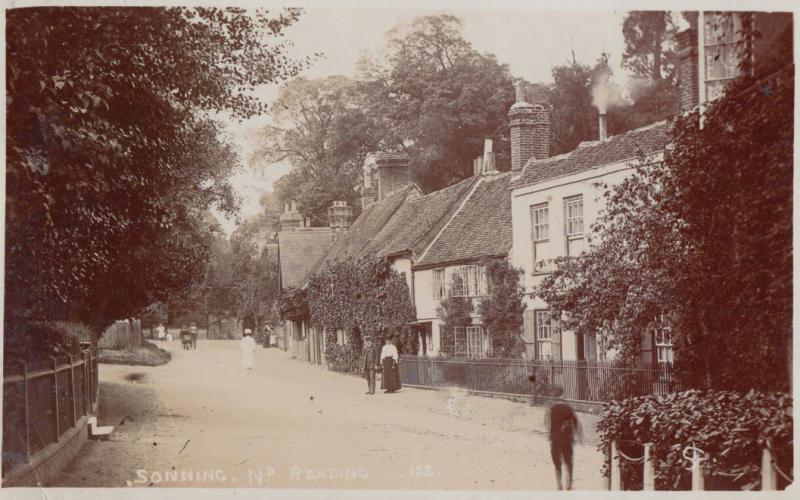 Sunny Day in Sonning Reading Antique Real Photo Straw Hat Postcard