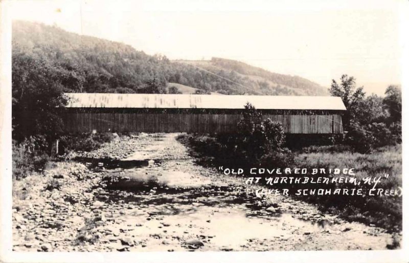 North Blenheim New York Covered Bridge Real Photo Vintage Postcard JE229990