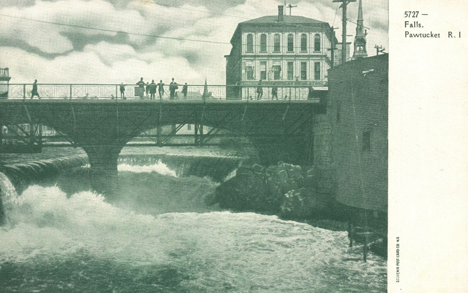 Vintage Postcard 1900's Falls Blackstone River Waterfalls Pawtucket