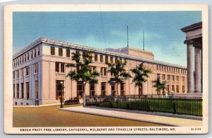 Baltimore Maryland~Enoch Pratt Free Library~Cathedral~Linen Postcard