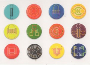 Abstract Art Circular Design Vintage Badge Button Collection Postcard