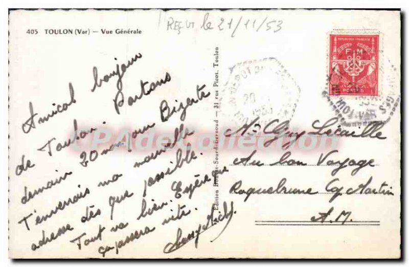 Old Postcard Toulon Var Vue Generale