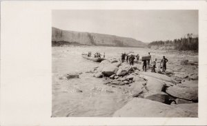 Cold Lake Alberta AB People Crossing Water Passengers Boat RPPC Postcard H33