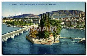 Old Postcard Pont des Bergues Geneva Pont du Mont Blanc and Mont Blanc