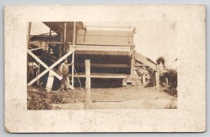 RPPC Occupational Men Loading Dock Horse Drawn Wagon Postcard I21