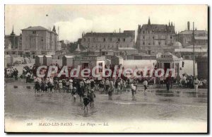 Old Postcard Malo Les Bains Beach