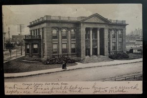 Vintage Postcard 1907 Carnegie Library, Fort Worth, Texas