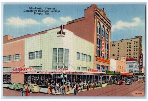 c1950's Partial View of Downtown Business Section Tampa Florida FL Postcard