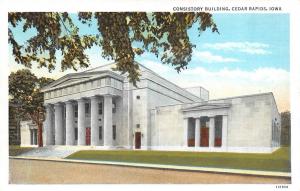 CEDAR RAPIDS, IA Iowa    CONSISTORY BUILDING      c1940's Linen Postcard