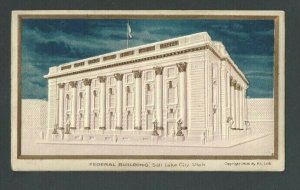 Ca 1906 Post Card Salt Lake City UT Federal Bldg W/Gold Frame Embossed----
