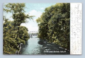 Bridge Over Canal Bellows Falls Vermont VT 1907 UDB Postcard P13