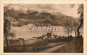 'Old Postcard Lac d''Annecy Sevrier church and the Spinner'