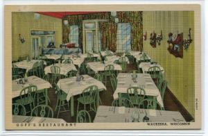 Goff's Restaurant Interior Waukesha Wisconsin linen postcard