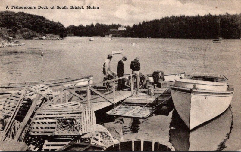 Maine South Bristol A Fisherman's Dock Albertype